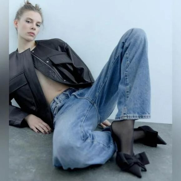 ZARA BOW TRIM HEELED SHOES - Picture 1 of 10